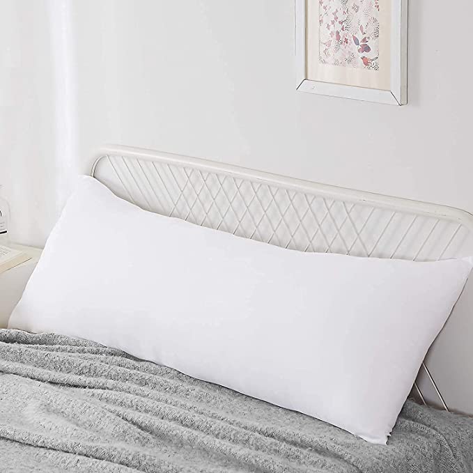 Acanva Hypoallergenic Bed Sleeping Side Sleeper Body Pillow Insert, 20" x 60", White