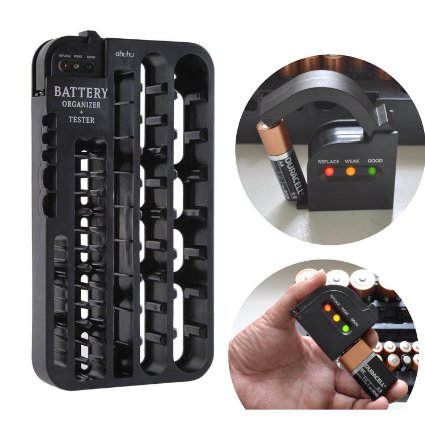 Ohuhu Battery Organizer with Battery Tester Removable Wall Mountable