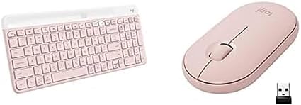 K585 Slim Keyboard Rose and Pebble M350 Rose