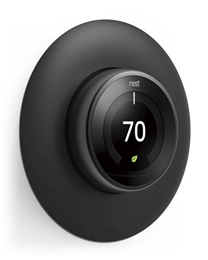 elago Wall Plate Cover for Nest Learning Thermostat [Matte Black] - [Complementary Rounded Design][Hard ABS Material][Easy Installation] - for 1st, 2nd, 3rd generation