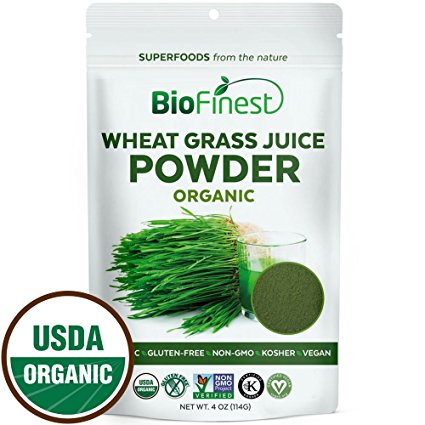 Biofinest Wheat Grass Juice Powder - Pure Freeze-Dried Chlorophyll Superfood - USDA Organic (4oz)