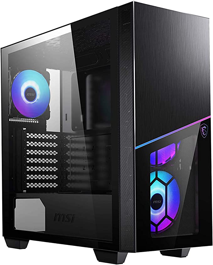 MSI MPG SEKIRA 100R Mid Tower Gaming Computer Case 'Black, 4X 120mm ARGB PWM Fan, 8 Channel ARGB Hub, USB Type-C, Tempered Glass, MSI Center, E-ATX, ATX, mATX, Mini-ITX'