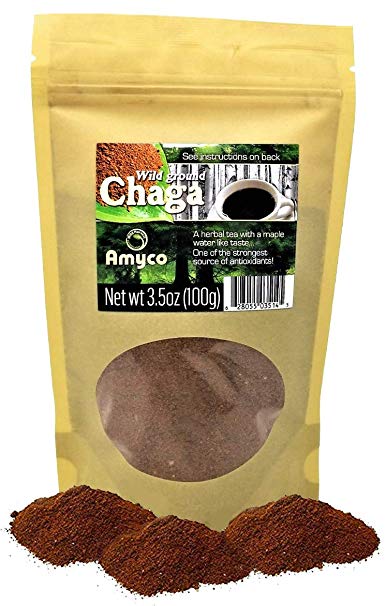 Organic Chaga Mushroom Powder 3.2 Ounce Bag - 100% Natural Hand-Harvested Canadian Forest Chaga Mushrooms Antioxidants, Nutrient Dense Superfood, Healthy Drink, Teas, Coffee, Shakes, Smoothies