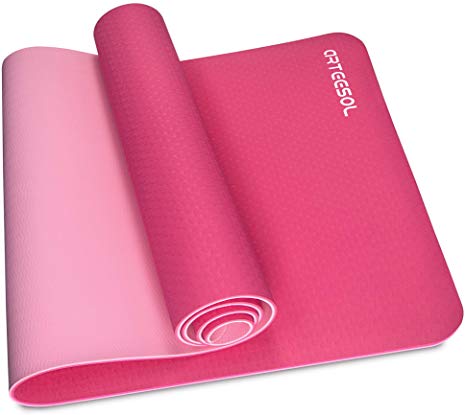 arteesol Yoga Mat, Non-Slip Exercise Mat Pollutant-Free TPE Fitness Mat with Carrying Strap for Yoga/Pilates/Exercises/Gymnastics-183 x 61 x 0.6 cm-8 Colors