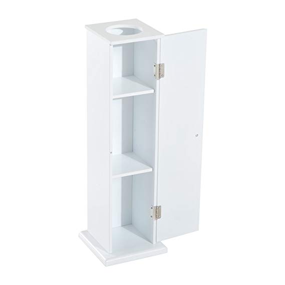 HOMCOM 26” Modern Country Vertical Toilet Paper Bathroom Storage Cupboard Cabinet - White