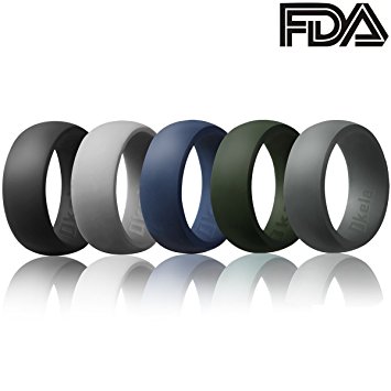 Silicone Wedding Rings, Okela Premium Medical Grade Silicone Wedding Bands for Active Mens/Women, Comfortable and Non-toxic(5 Pack)