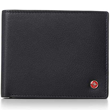 Alpine Swiss RFID Mens Wallet Deluxe Capacity Hybrid Flipout ID Bifold With Divided Bill Section