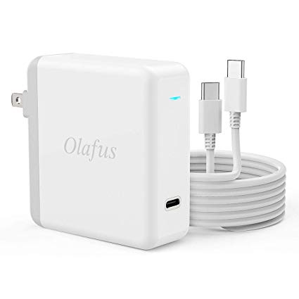 Olafus 61W USB C Power Adapter - Power Delivery Fast Charging USB C Charger with 6.6ft USB C-C Charge Cable and Indicator Light, Compatible with 13-inch MacBook Pro 2016/2017/2018 - UL Listed