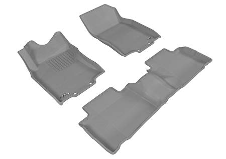 3D MAXpider Complete Set Custom Fit All-Weather Floor Mat for Select Nissan Rogue Models - Kagu Rubber (Gray)