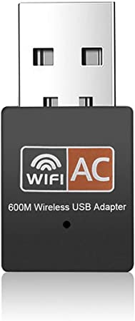 USB WiFi Adapter - Dual Band 2.4G/5G Mini Wi-fi ac Wireless Network Card Dongle with High Gain Antenna for Desktop Laptop PC Support Windows XP Vista/7/8/8.1/10 (USB WiFi 600Mbps)
