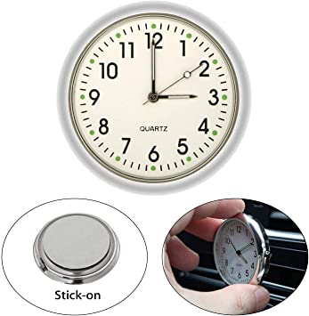 EEEKit Stick On Car Clock, Mini Small Luminous Clocks Watch for Car Dashboard Boat Bike Home (White)