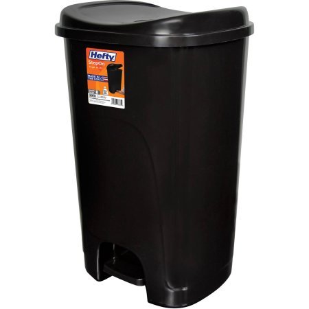 Hefty Step-On 13-Gallon Trash Can, Black