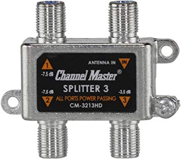 Channel Master CM-3213HD 3-Way Splitter Power Passing for TV Antenna and Cable Signals