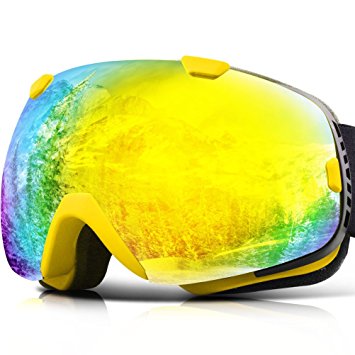 ZIONOR Lagopus X3 Snowmobile Snowboard Skate Ski Goggles with Wide Angle Panoramic Double Lens 100% UV Protection Anti-fog Unique Magnet Lens Change Design