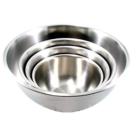 ChefLand Mixing Bowl, Large, Stainless Steel, Set of 4 Sizes - 3, 5, 8 and 13 Qt