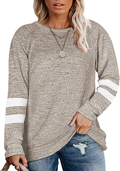 DOLNINE Plus Size Sweatshirts for Women Long Sleeve Oversized Tunic Tops