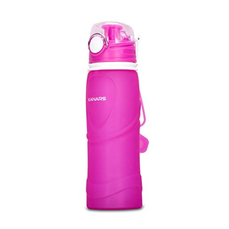 KANARS Collapsible Water Bottle,Foldable Leak Proof Silicone Sports Bottle 25 Oz,BPA Free, FDA Approved,Perfect for Outdoor Sports