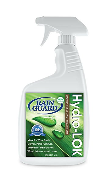 Rainguard Hydro-Lok Super Hydrophobic Nano Liquid & Water Repellent for Wide Range of Fabrics, Leather, Canvas, Wood, Concrete, Brick to protect against Liquids. Water, Mud & Ice - Dries Completely Clear, 1 Component, 16 oz Spray
