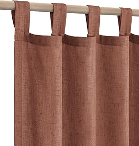 KOUFALL Terracotta Tab Top Linen Blend Curtains for Living Room 52x84 Inches Long