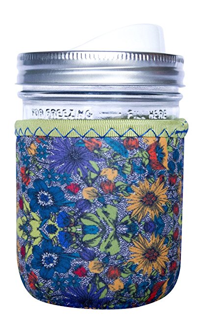 Koverz for Jars - #1 Neoprene Mason Jar Coolie 16 oz Insulator Sleeve - Wildflowers