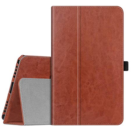 Fintie Folio Case for Samsung Galaxy Tab A 8.0 2019 Without S Pen Model (SM-T290 Wi-Fi, SM-T295 LTE), [Corner Protection] Slim Fit Premium Vegan Leather Stand Cover, Brown