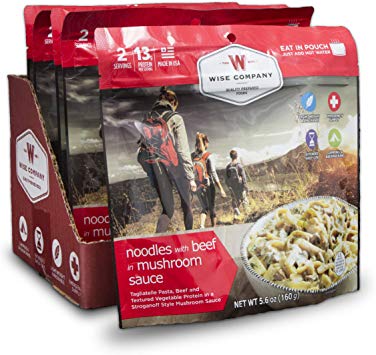 Wise Company Freeze Dried Camping Food, Noodles with Beef (6 Count Pack) - Great Meals for Hiking, Backpacking, Emergencies