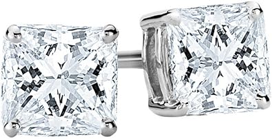 1-5 IGI Certified LAB-GROWN Princess Cut Diamond Earrings 4 Prong Screw Back Value Collection (G-H Color, SI1-SI2 Clarity)