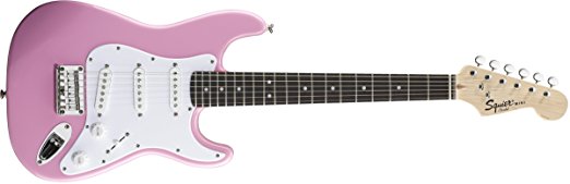 Squier by Fender "Mini" Strat Beginner Electric Guitar, Rosewood Fingerboard - Pink