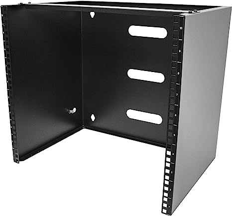 StarTech.com 10U Wall Mount Network Rack, 14 in Deep (Low Profile), 19" Patch Panel Bracket for Shallow Server, IT Equipment, Network Switches, 77lbs/35kg Weight Capacity, Black (RACK-10U-14-BRACKET)