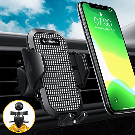 VANMASS Car Phone Holder Vent with 2 Patents, Unprecedented Safety, Widest Compatibility, Extreme Temperature, Hands-Free Phone Holder for Car Vent for iPhone 11 Pro Max XS XR SE Galaxy S20 10 A71 etc