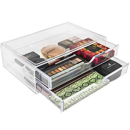 Sorbus® Acrylic Cosmetics Makeup and Jewelry Storage Case X-Large Display Sets –Interlocking Scoop Drawers to Create Your Own Specially Designed Makeup Counter –Stackable and Interchangeable