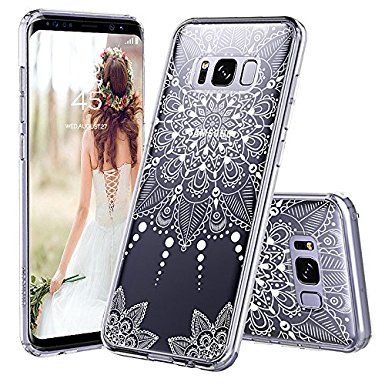 Galaxy S8 Case, Galaxy S8 Clear Case, MOSNOVO White Henna Mandala Floral Lace Clear Design Printed Transparent Hard Back Case with Soft TPU Bumper Protective Case Cover for Samsung Galaxy S8 (2017)