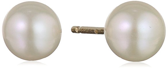 14k Yellow Gold AA Freshwater Cultured Pearl Stud Earrings (5-5.5mm)