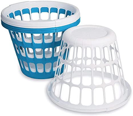Sterilite Round Plastic One-Bushel Capacity Laundry Basket Pack (Pack of 6)