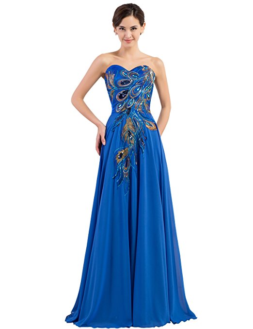 GRACE KARIN Long Strapless Embroidery Prom Dress A-line CL6168 (Multi-Colored)