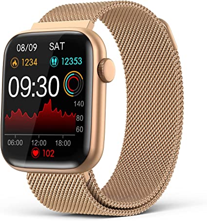 2023 Smart Watches for Women with Bluetooth Call Answer/Dail,1.9'' HD Full Touch Screen Fitness Tracker, IP67 Waterproof Smartwatch with Blood Pressure Sleep Monitor for Android and iPhone Gold