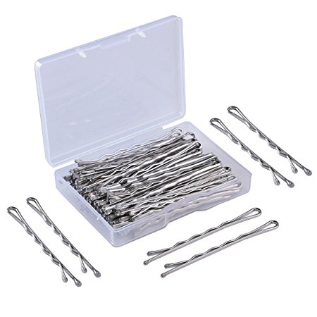 Justbuy 2.5 inches Metal Bobby Pins Hair Clips for Hair Styling 62pcs Counted. (62 Pcs Silver)