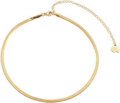 Happiness Boutique Herringbone Choker Necklace in Gold Color | Delicate Necklace Stainless Steel
