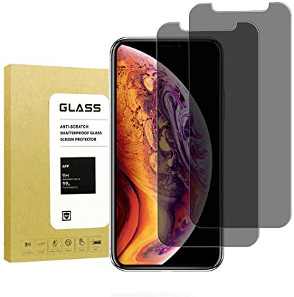 [2-Pack] for iPhone Xs Max Privacy Anti-Spy Tempered Glass Screen Protector,Jack Doyle[3D Touch] [Bubble Free][9H Hardness] Tempered Glass Screen Protector for iPhone Xs Max(Black)