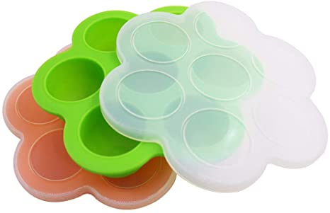 Silicone Storage Container and Baby Food Freezer Tray with Clip-On Lid Egg Bites Molds, DaKuan 2 packs Food Grade BPA Free Reusable Food Storage Container, for Pressure Cooker or as Ice Tray