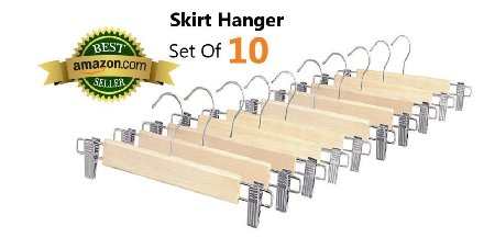 Whitmor 6026-341 Natural Wood Collection Skirt Hangers Set of 5 - 2-Sets