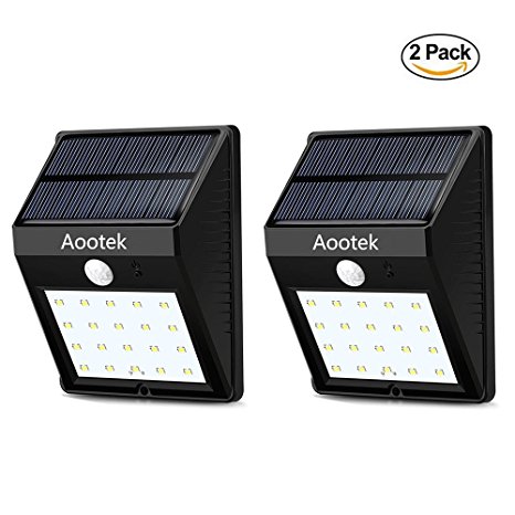 2 Pack Solar Deck Lights 20 LED, Aootek Waterproof Outdoor Wireless Motion Sensor Light for for Patio, Deck, Yard, Garden (2)