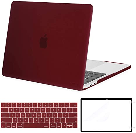 MOSISO MacBook Pro 15 inch Case Corner Protective Compatible with MacBook Pro 15 2019 2018 2017 2016 Release A1990 A1707 Touch Bar, Plastic Hard Shell&Keyboard Cover&Screen Protector, Marsala Red