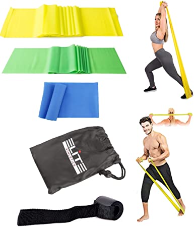 Resistance Bands Set, Elastic Bands with Door Anchor and Carry Bag for Home, Gym, Upper & Lower Body Exercise, Physical Therapy, Strength Training, Yoga, Pilates, Rehab, Stretching, Warm Up Official Elite Athletic Bands