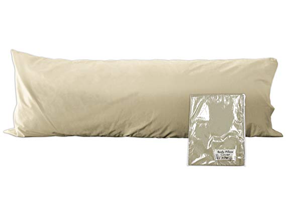 Darware 100% Cotton Body Pillow Case Cover (Beige); 20 x 54 Inches