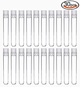 DEPEPE 30 Pack Clear Plastic Test Tubes with Caps 6ml, 13×75mm