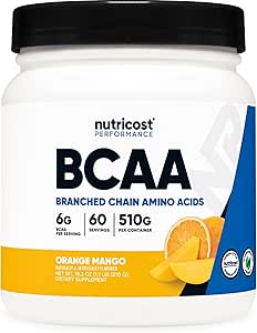 Nutricost BCAA Powder (Orange Mango, 60 Servings) - 2:1:1 Optimal Ratio, Gluten Free, Non-GMO, Vegetarian