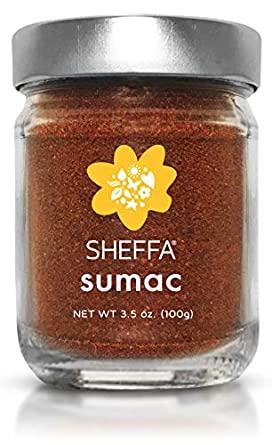 SHEFFA Ground Sumac Spice Powder Seasoning Blend (3.5oz Glass Jar) NO SALT, Gluten Free, No Additives - Mediterranean Middle Eastern - Red Dried Mix for hummus turkish turkey breast or zaatar, allepo
