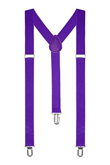 Boolavard® TM Braces/Suspenders One Size Fully Adjustable Y Shaped With Strong Clips