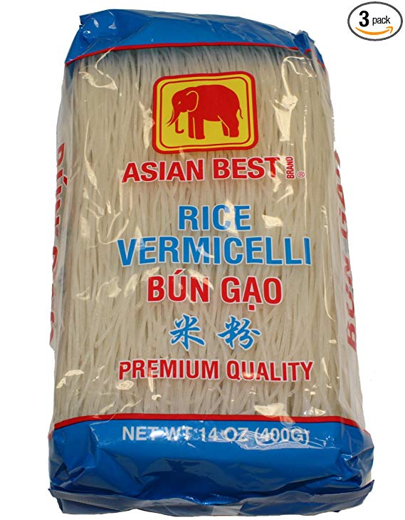 Asian Best Premium Rice Vermicelli Bun Gao, 140z (3 Packs)